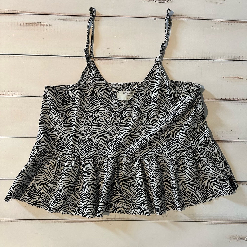 One Teaspoon Black and White Peplum Camisole
